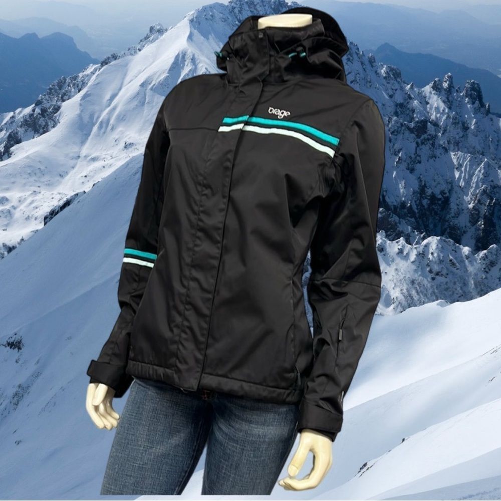 * Orage Black and Blue Ski Jacket with Hood and Water-Resistant Fabric
